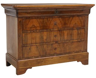 FRENCH LOUIS PHILIPPE PERIOD FIGURED WALNUT COMMODE