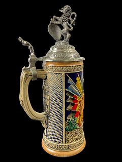 Kingdom of Bavaria 1835-1918 Limited Edition Lidded Handpainted Ceramic Beer Stein by WW-Team