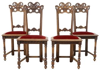 (4) FRENCH RENAISSANCE REVIVAL CARVED CHAIRS