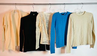 Set of 5 Sweaters, Mostly Cashmere, Various Designers and Sizes