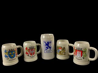 Group of 5 German Beer Mugs