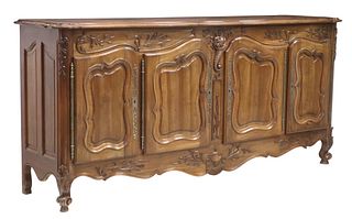 FRENCH LOUIS XV STYLE CARVED WALNUT SIDEBOARD