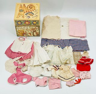 Vintage Doll Clothing and Cloth Set with Storage Box