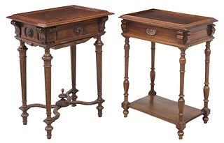 (2) FRENCH WALNUT SIDE TABLES