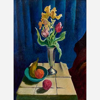 Thomas Hart Benton "Study for Still Life with Silver Vase and Banana" Oil (ca. 1962)
