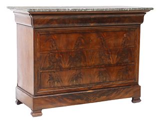 FRENCH LOUIS PHILIPPE PERIOD MARBLE-TOP MAHOGANY COMMODE