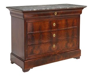 LOUIS PHILIPPE PERIOD MARBLE-TOP MAHOGANY COMMODE