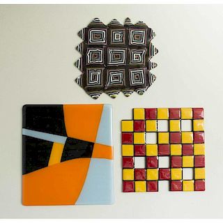 Three Art Glass Tiles, Carol Lawton