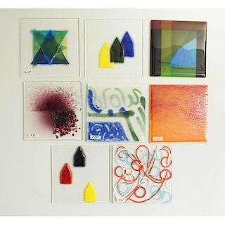 Eight Art Glass Tiles, Carol Lawton
