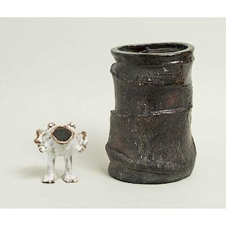 Studio Pottery Vase & Figure, Carol Lawton