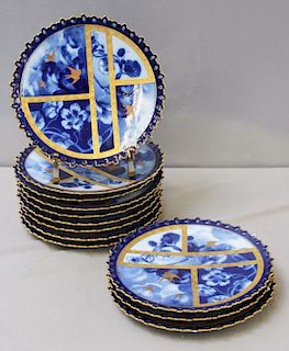 Set of 12 "F&M" Blue and White Aesthetic Movement