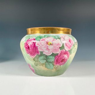 Hand Painted Signed Limoges Jardiniere, Roses