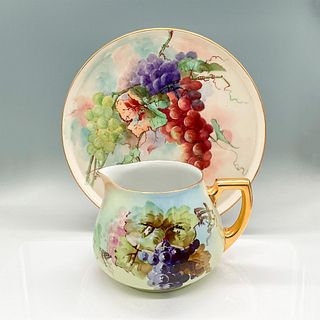2pc W.G. & Co. Limoges Porcelain Tray and Pitcher, Grapes