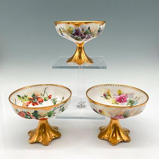 3pc Haviland Limoges Porcelain Pedestal Cups
