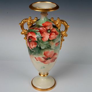 American Belleek Porcelain Hand Painted Poppies Vase