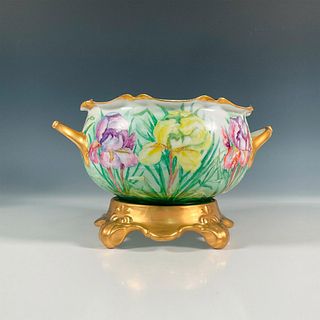 2pc Rosenthal Bavaria Porcelain Bowl and Stand, Irises