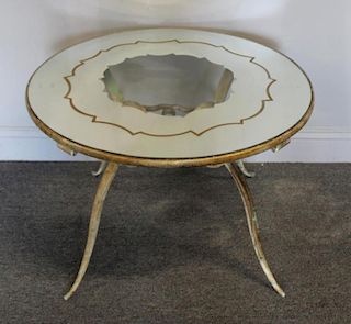 Decorative Iron Coffee Table with Mirrored Glass.