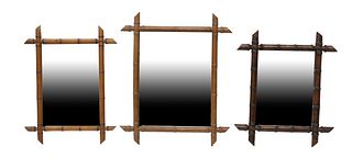 (3) FRENCH TURNED FAUX BAMBOO WALL MIRRORS