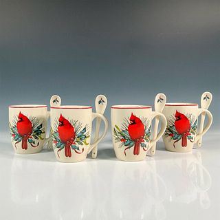 8pc Lenox Porcelain Mug and Teaspoon Set, Winter Greetings