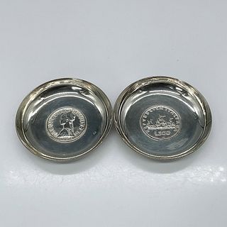 Pair of 900 Silver Italian L500 Coin Dish
