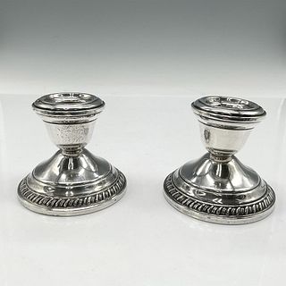 Pair of Crown Weighted Sterling Silver Candle Holders