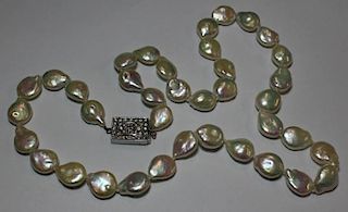 JEWELRY. 14kt Gold, Diamond and Pearl Necklace.