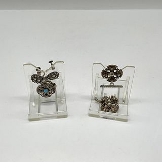 4pc Jerusalem Silver Jewelry, Earrings + Cufflinks