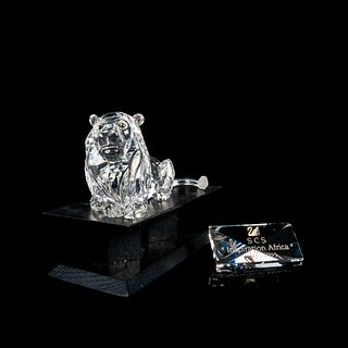 Swarovski Crystal Lion Figurine w/ Plaque and Base