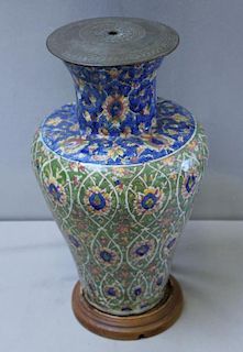Signed Enameled Persian Porcelain Vase