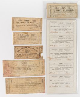 SHENANDOAH VALLEY OF VIRGINIA CIVIL WAR OBSOLETE CURRENCY / COUNTY NOTES, LOT OF SIX