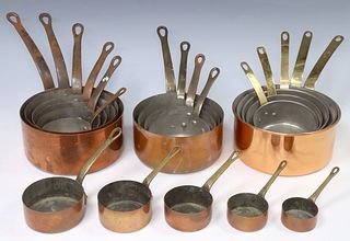 (20) FRENCH GRADUATED COPPER SAUCEPANS