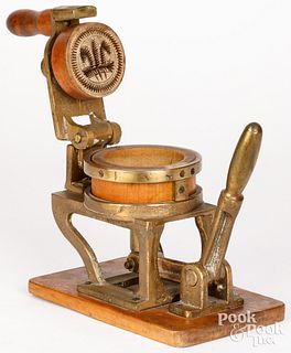 Wood and cast brass mechanical wafer press
