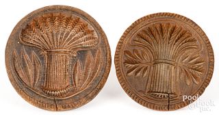 Pair of sheaf of wheat butterprints, 19th c.