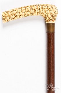 Japanese cane with carved thousand face bone grip