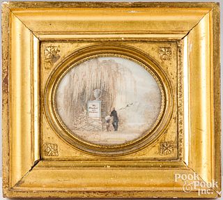 Miniature watercolor mourning picture, 19th c.