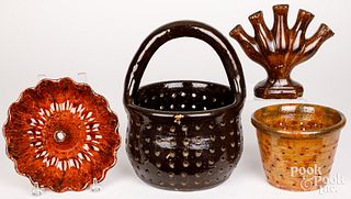 Two redware colanders, 19th c.