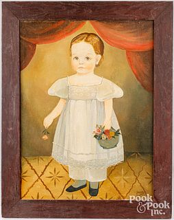 Jeanne Davies, oil on board portrait of a child