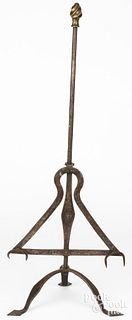 Wrought iron bird spit with flame finial