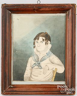 Watercolor portrait of a woman, 19th c.