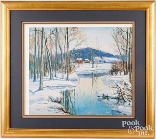 Walter Baum, printed winter landscape
