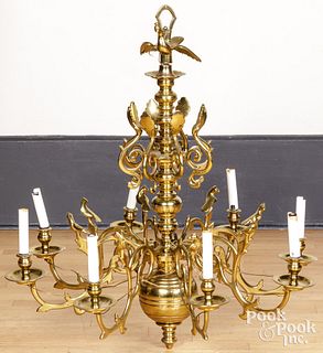 Dutch style brass chandelier, mid 20th c.