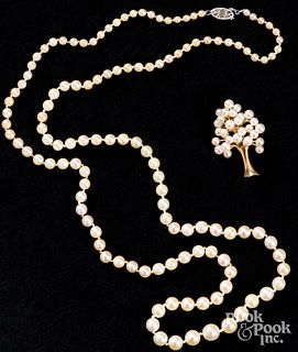 14K gold and pearl tree brooch, 3.7 dwt, etc.