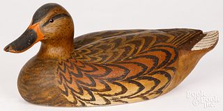 Carved and painted cork mallard hen duck decoy