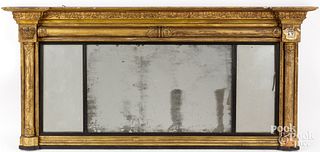 Sheraton giltwood overmantel mirror, 19th c.