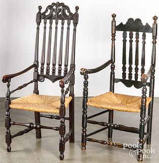 Two New England William and Mary armchairs