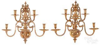 Pair of bell metal sconces, 20th c.