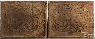 Two cast iron stove plates