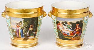 Pair of Paris porcelain fruit coolers, 19th c.