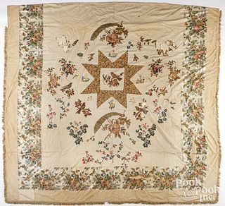 Early Broderie Perse bedcover