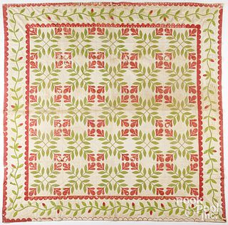 Pennsylvania foliate appliqué quilt, 19th c.